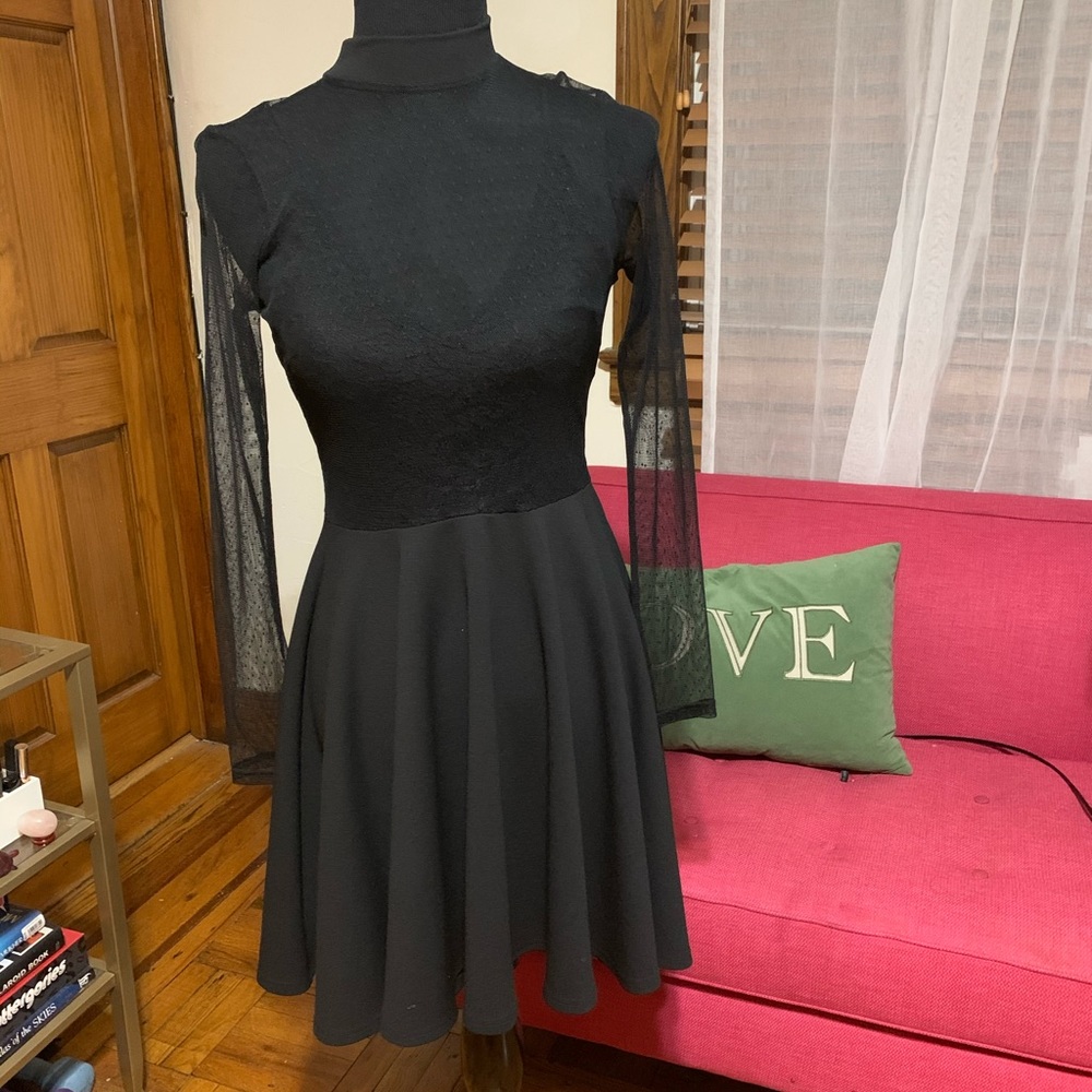 asos black lace skater dress lbd us size 6
